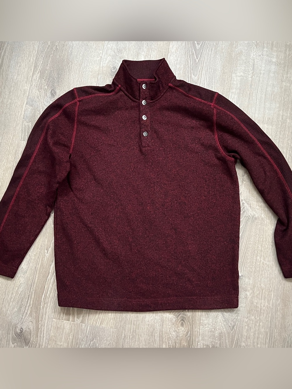 Van Heusen Flex Classic Fit Men's XL Burgundy Quarter-Button Sweater Pullover
